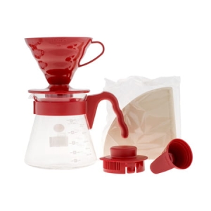 Hario zestaw V60-02 Pour Over Kit Red - drip Ceramiczny + serwer + filtry